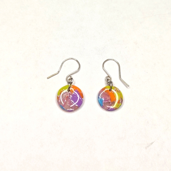 Small Neon Rainbow Tie-dye Earrings - Picture 5 of 5